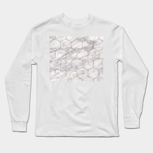 Marble rose gold hexagons Long Sleeve T-Shirt